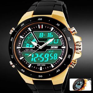 Montres-bracelets Skmei hommes Sport montres militaire décontracté Sport montre pour hommes Quartzwatch étanche Silicone horloge mâle S choc Relogio Masculino 231025