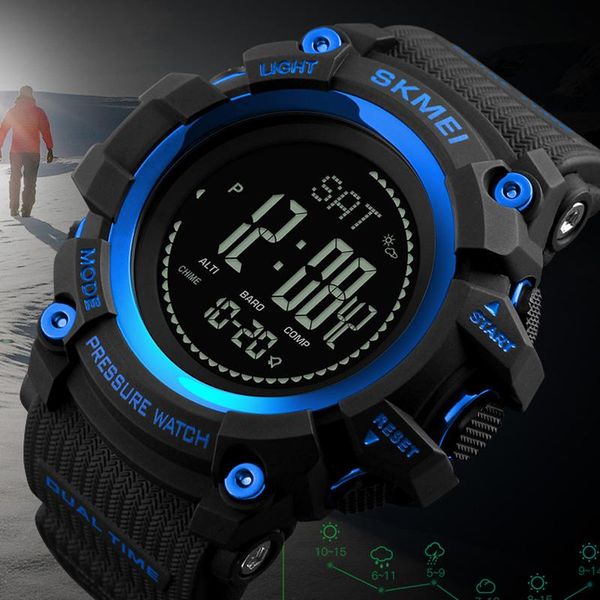 Relojes de pulsera SKMEI para hombre, relojes deportivos, cuenta atrás, presión, brújula, reloj, alarma, cronógrafo, Digital, 30M, resistente al agua, reloj Masculino