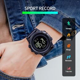 Relojes de pulsera SKMEI, relojes deportivos militares para hombres, reloj de pulsera Digital con brújula de cuenta regresiva de tiempo dual para hombres, alarma de moda a prueba de agua