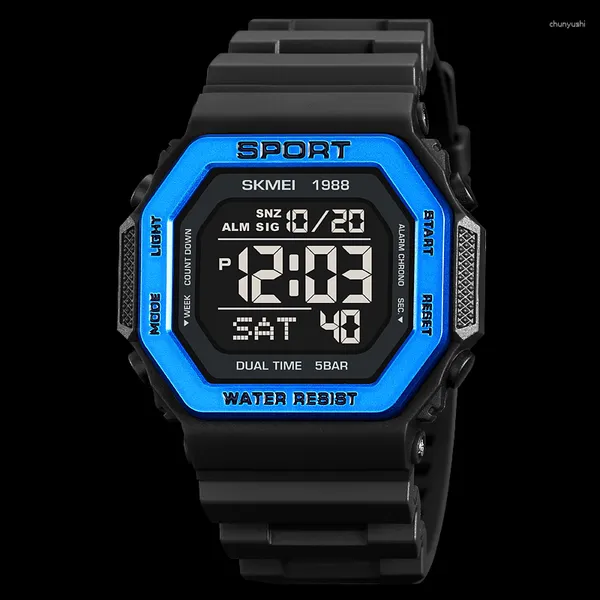Wallwatches Skmei Reloj Original Men's Watches Marca impermeable Sports Wristwartch Luxury Stopwatch Countdown Fecha digital