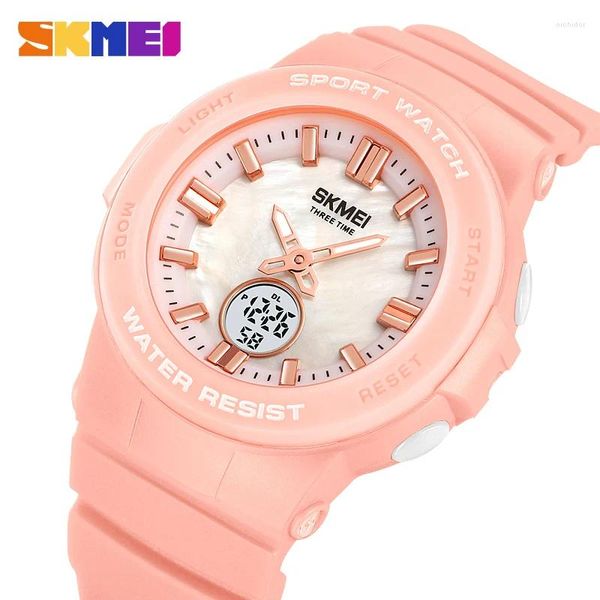 Muñecos de pulsera Skmei Reloj eléctrico original colorido Color de color tres tipos de tiempo LED Reloj luminoso 24 horas impermeables 2125