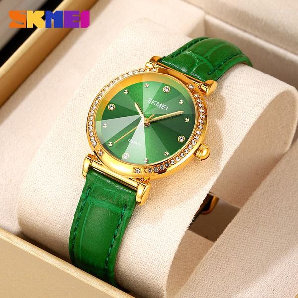 Relojes de pulsera SKMEI Movimiento de cuarzo Relojes para mujer Moda Mujer Lujo Cuero genuino Chica Reloj femenino