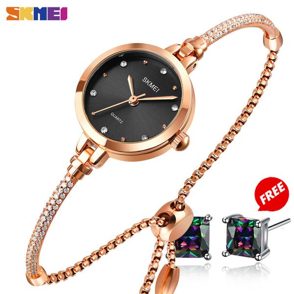 Relojes de pulsera SKMEI Reloj de cuarzo simple para mujer Relojes finos de moda para mujer Reloj casual para niña Reloj 3bar Impermeable Relogio Feminino 1805 230215