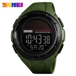 Montre-bracelets Skmei Solar Power Men Sports Montres sportives étanches LED Digital Watch Men Luxury Marque électronique Mentille Wrist Relogio Masc 2344