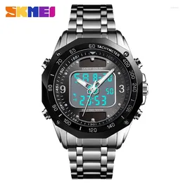Relojes de pulsera SKMEI Relojes deportivos Reloj de cuarzo digital LED solar para hombres Reloj multifunción para hombres Relojes de pulsera impermeables de acero Hombre