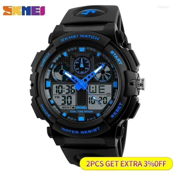 Montre-bracelets Skmei Sports Watch Men Digital Double Time Chronograph Watches 50m Watwroproof Week affiche Relogie Masculino