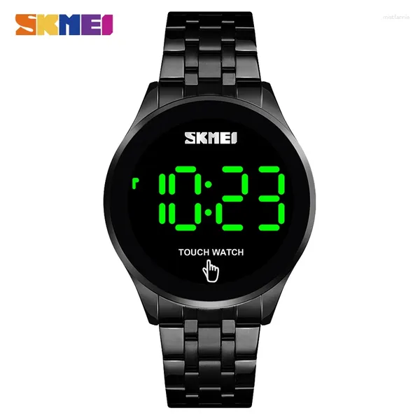 Relojes de pulsera SKMEI Reloj de pantalla táctil Hombres Moda Negocios Relojes de dígitos de acero inoxidable Masculino Pantalla LED impermeable Muñeca