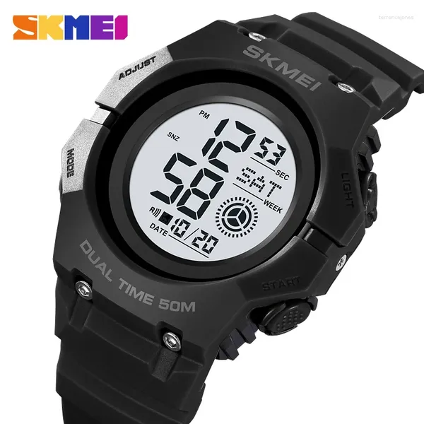 Relojes de pulsera SKMEI Transparente Azul Ejército Verde Lago Negro Genuino Reloj electrónico para hombres Grande Digital Doble Tiempo 2261