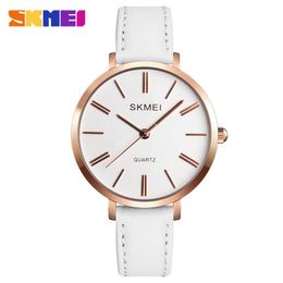 Polshorloges skmei dames horloges lederen band kijken 3Bar waterdichte mode kwarts casual dames relogio feminino 1397