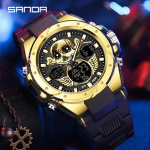 Montre-bracelets Skull Quartz Watch for Men Sanda Fashion Lumineuse Lumineuse Menc Créative Matches Créative Produit Digital Sports Wélater Horloge