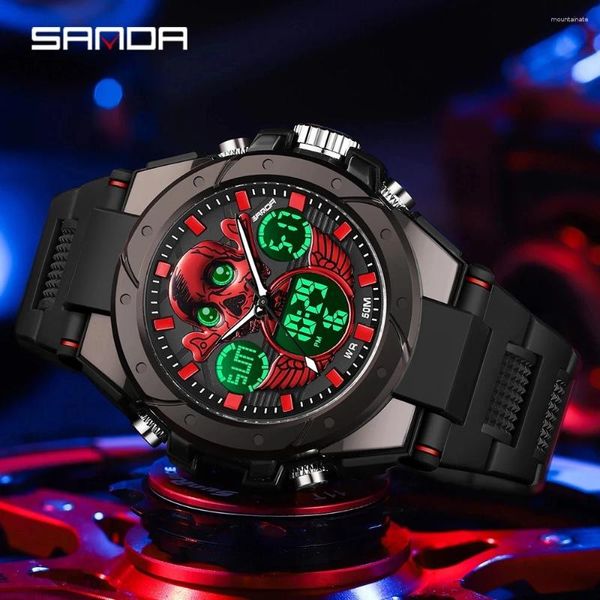 Wallwatches Skull Quartz Watch For Men Sanda Fashion Luminous Skeleton Watches Creative Watches Producto Digital Sports Propapshel