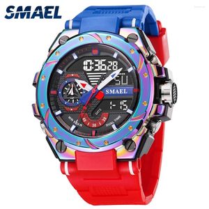 Polshorloges smael 8060 modemerk Alloy Watch Multi Functional Cool Cool Dual Display Outdoor Outdoor Waterdicht elektronisch