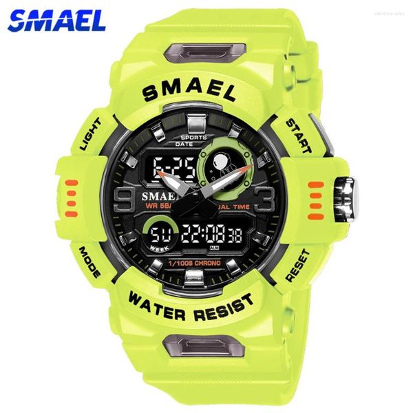 Wallwatches Smael Brand Watch Men Dual Display LED Digital Analógico Jóvenes Sportwatch Sport Electronic cuarzo impermeable reloj masculino