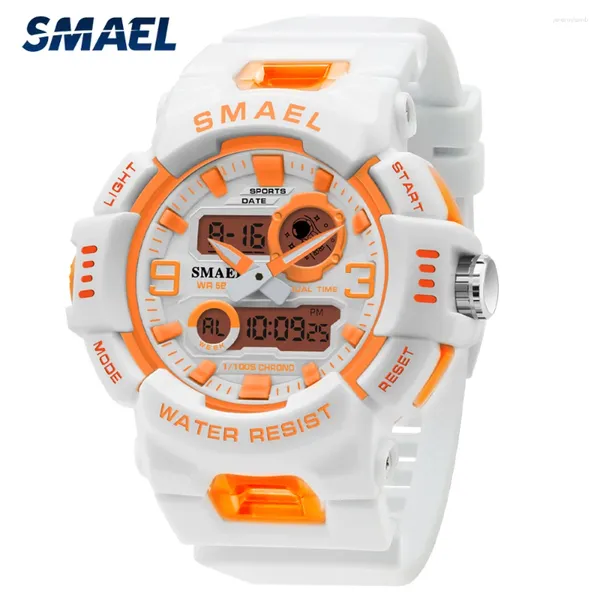 Montre-bracelets Smael Casual Sport Watch for Women Double Display Clock Imperproof Ladies Digital Quartz Alarme Wristwatch Slicone Slicone