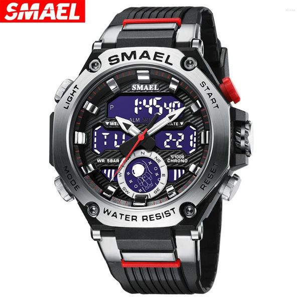 Wallwatches Smael Electronic Digital Watch for Men Fashion Cronograph Quartz Wallwatch Male Auto Date Week Clock Clock Led Tiempo Dual 8069