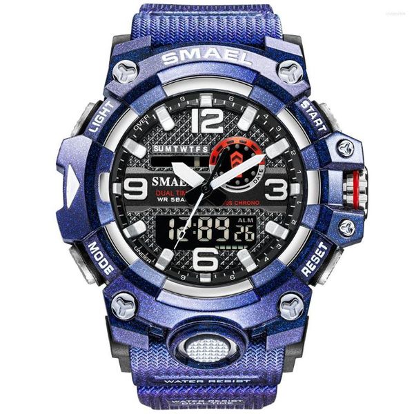 Armbanduhren SMAEL Modeuhr Männer Blau Sportuhren Wasserdichte LED Digital Analog Quarz Junge Reloj Hombre