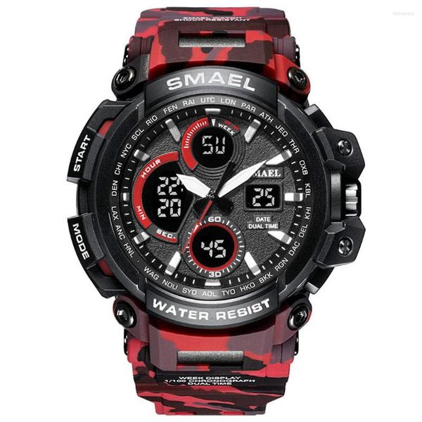 Relojes de pulsera Smael Hombres Reloj deportivo Pantalla dual Analógico Digital LED Relojes de pulsera electrónicos Lujo para Steeldive Automático