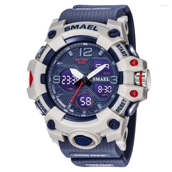 Montres-bracelets SMAEL Militaire Sport Montres Hommes Quartz Analogique LED Numérique Montre Homme Étanche Horloge Double Affichage