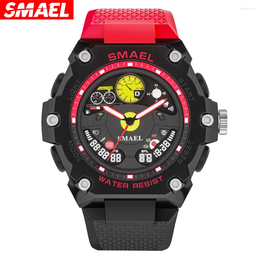 Muñecos de pulsera Smael Quartz Wallwatch para hombres Ejército militar Alarma Pantalla dual LED Digital Sport Ratio Decoración del tablero de tablero