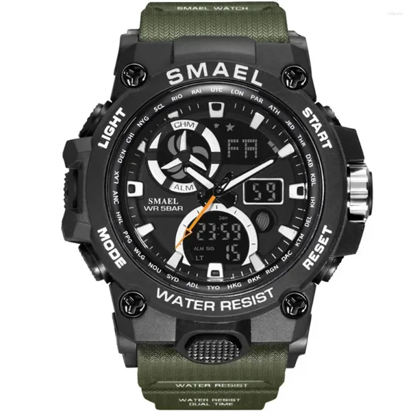 Montre-bracelets Smael Stop Standatch Clendar Quartz Sports Watch Men's Outdoor Electronic Nightlight Alarm Reloj Hombre