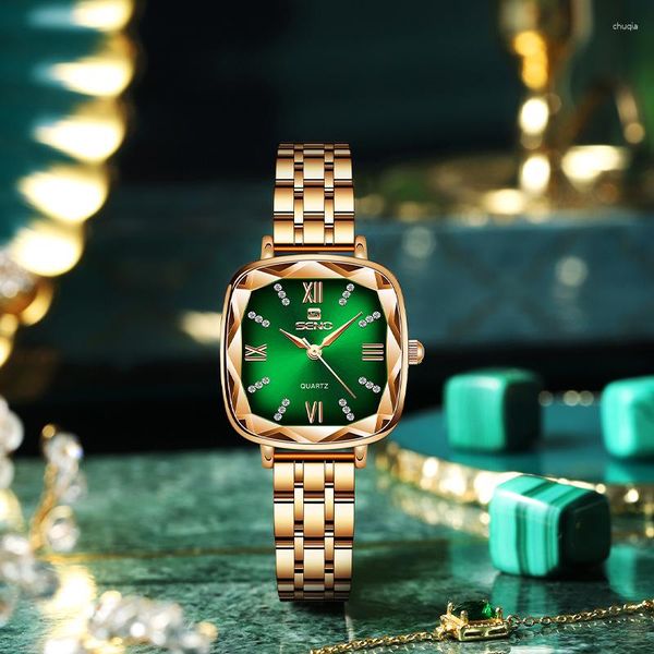 Relojes de pulsera con esfera pequeña, reloj de cuarzo para Mujer, Relojes verdes, reloj de pulsera, Relojes elegantes para Mujer, reloj femenino