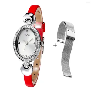 Montres-bracelets Petite montre ovale pour femme Japon Quartz Strass Heures Simple Fine Mode Robe Horloge Bracelet Fille Anniversaire Cadeau Julius