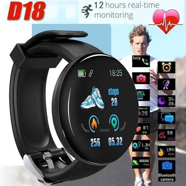 Montre-bracelets Smart D18 Men de la pression artérielle étanche des femmes intelligentes moniteurs cardiaques moniteur de fitness Sport pour Android iOS D240430