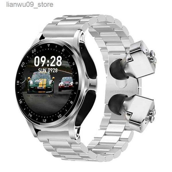 Relojes de pulsera Reloj inteligente GT66 TWS 2 en 1 Auriculares Auriculares inalámbricos Mujeres Bluetooth Llamada Rastreador de frecuencia cardíaca Auriculares SmartwatchQ231123