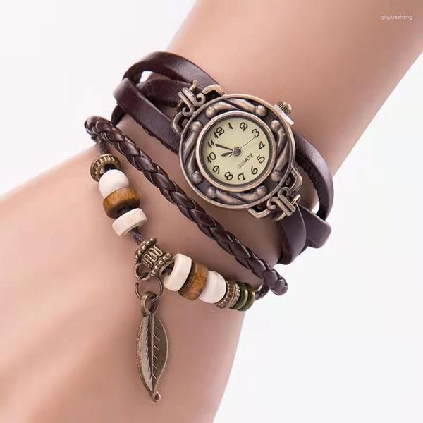 Montres-bracelets SMVPFashion Bracelet Montre Étudiantes Enfants Feuille Pendentif Quartz Fabricant En Gros Restaurer Des Manières Anciennes