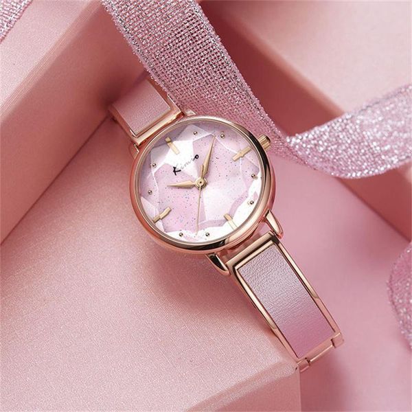 Relojes de pulsera de color rosa suave para mujer, relojes de vestir dulces, moda coreana, diseño para niñas, estudiantes, reloj de pulsera, pulseras finas, joyería, reloj de pulsera de cuarzo