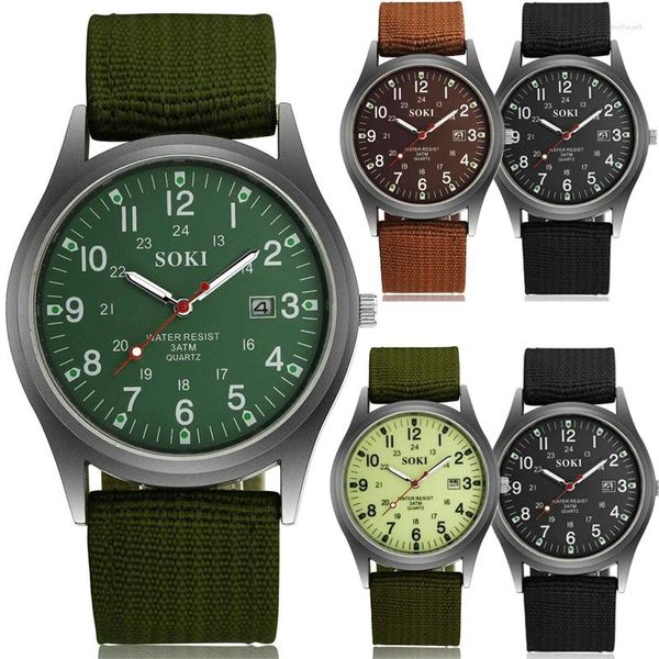 Relojes de pulsera SOKI Ropa de lona Reloj para hombres Regalo de moda casual Calendario militar Deseo Activismo estudiantil Cuarzo