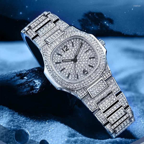 Montres-bracelets Sollen Marque MIYOTA GL32 Mouvement Quartz Montre En Acier Inoxydable Argent Femmes De Luxe Plein Diamant Horloge Lumineux Étanche