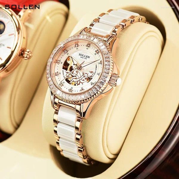 Montres-bracelets Sollen Casual Mode Papillon Cadran Mécanique Femmes Montre De Luxe Diamant Cas 30M Étanche Haute Qualité Femmes Montres 402