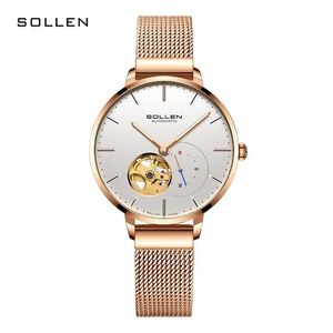 Polshorloges sollen vrouwen kijken naar mechanisch horloge luxe armband pols polshorloge elegante dames automatische klokrelogio feminino