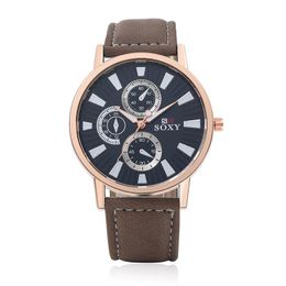 Polshorloges soxy luxe sport horloges mannen quartz pols casual lederen hombre uur klok relogio masculino 2021