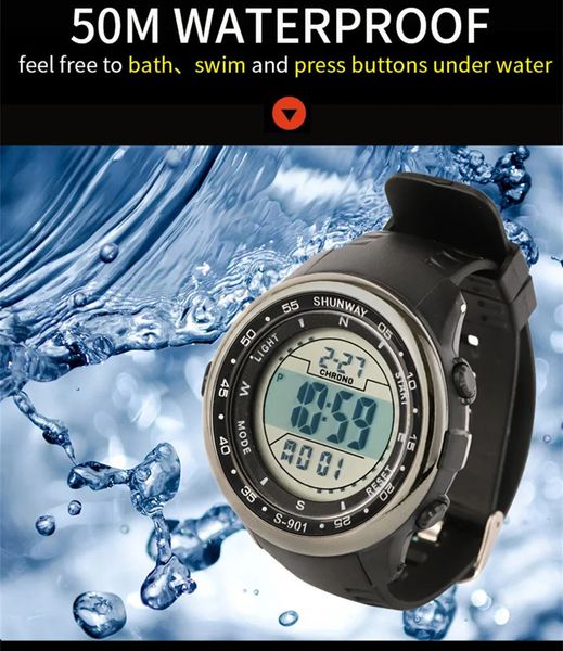 Montres-bracelets Sport électronique hommes montre étanche 50M natation plongée étudiant montres numériques LED antichoc lumineux en acier inoxydable horloge 231214