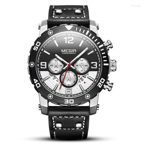 Mujeres de pulsera Sport Mens Watches Megir Watch Cronograph Quartz Reloj cuero de cuero luminoso Muñeco de pulsera Relogio Masculino Regalo de moda para hombres