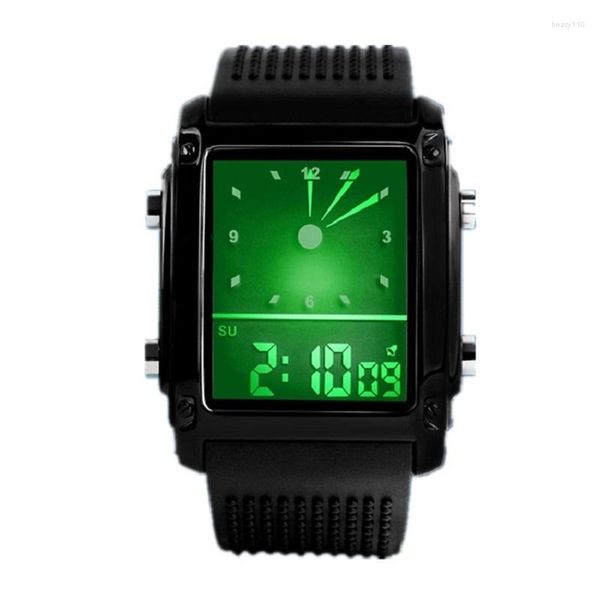 Relojes de pulsera Reloj deportivo Moda LCD Digital Cronómetro Pantalla dual Puntero luminoso electrónico para hombres Mujeres Estudiantes