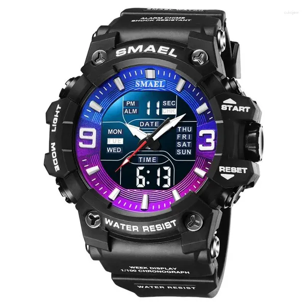 Relojes de pulsera Reloj deportivo para hombres Reloj de alarma con luz LED a prueba de agua Pantalla de hora dual Semana Fecha automática Reloj de cuarzo Hombre