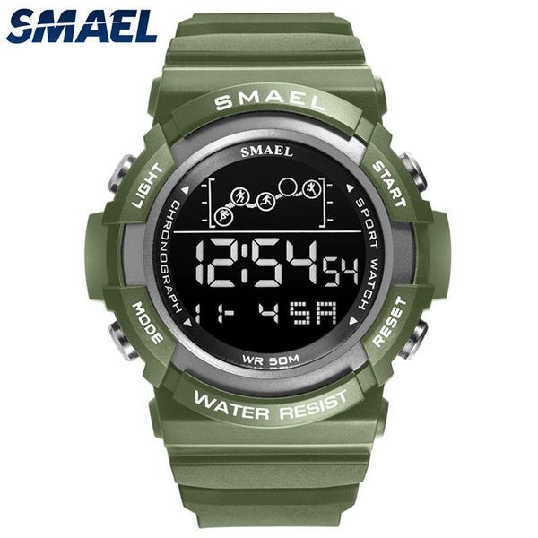 Relojes de pulsera Reloj deportivo para hombre Reloj digital SMAEL Relojes con alarma LED para hombre Pulsera verde militar 1426 Relojes impermeables digitales