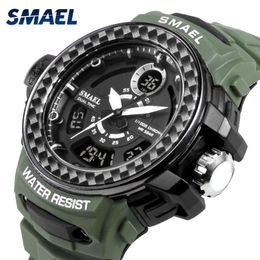 Relojes de pulsera, relojes deportivos, esfera grande, cuarzo, Digital, militar, resistente al agua, para Hombre, Reloj para Hombre, SMAEL, Reloj para Hombre