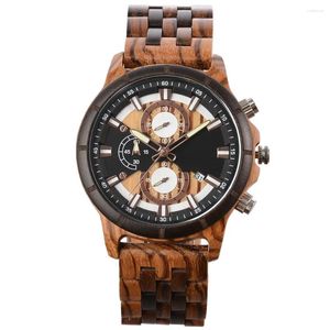 Horloges Sport-casual horloges voor heren met lichtgevende functie Stijlvol houten kistpakket