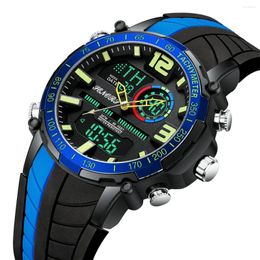 Horloges Sport Herenhorloge Digitaal Mode Dubbel display Waterdicht Siliconen Band Reloj Hombres Heren Quartz Relogio Masculino