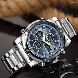 Montres-bracelets de sport pour hommes, marque militaire étanche, mode, entièrement en acier, horloge numérique LED