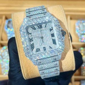 Horloges Vierkante Kast Heren Iced Out Horloge Gouden Kleur Diamant VVS VVS1 Automatisch Mechanisch Horloge8srd45rt