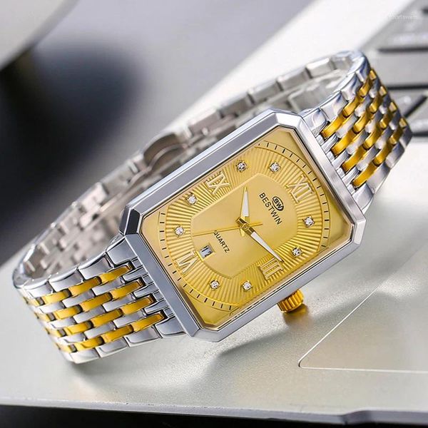 Mujeres de pulsera Men de acero inoxidable Hombres Gold Wrist Watches Fecha 2024 Rose para el reloj masculino Relogio Masculino Top