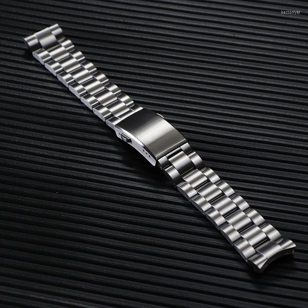Montres-bracelets Bracelet de montre en acier inoxydable Bracelet de montre en métal argenté de 20 mm avec fermoir déployant pour hommes sans logo