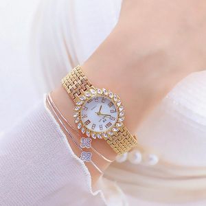 Polshorloges roestvrij staal horloges dames diamand dames kijken armband goud elegante vrouwelijke pols strass handklok