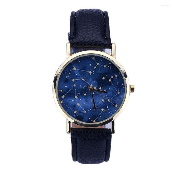 Montres-bracelets étoile cuir motif femmes analogique BK Montre Quartz poignet créatif mode Bracelet Montre Reloj Femme Mujer