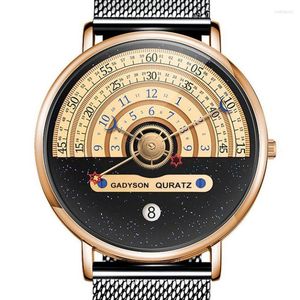 Horloges Ster Maan Concept Zwart Wit Mannen Horloge Kalender Halve Roulette Tijdweergave Mode Quartz Klok Relogio Masculino Boy Gift